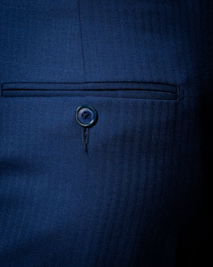 Bernini Navy Blue Herringbone Suit with Vest