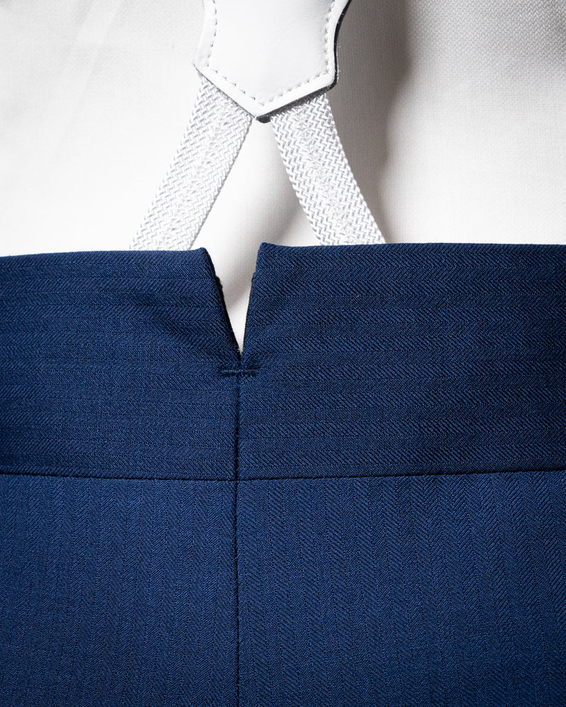 Bernini Navy Blue Herringbone Suit with Vest