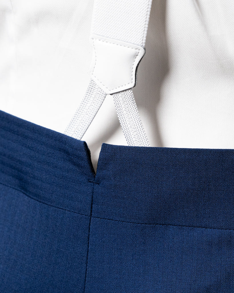 Bernini Navy Blue Herringbone Suit with Vest