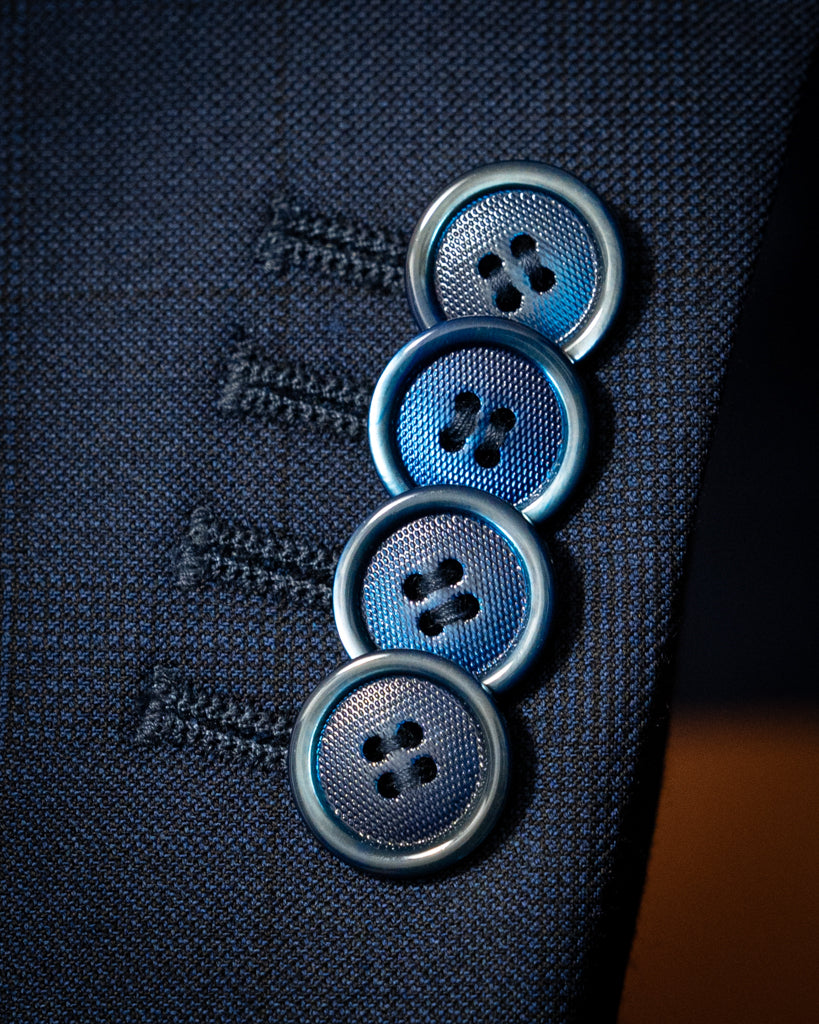 Bernini Glencheck Blue Suit with Checked Texture