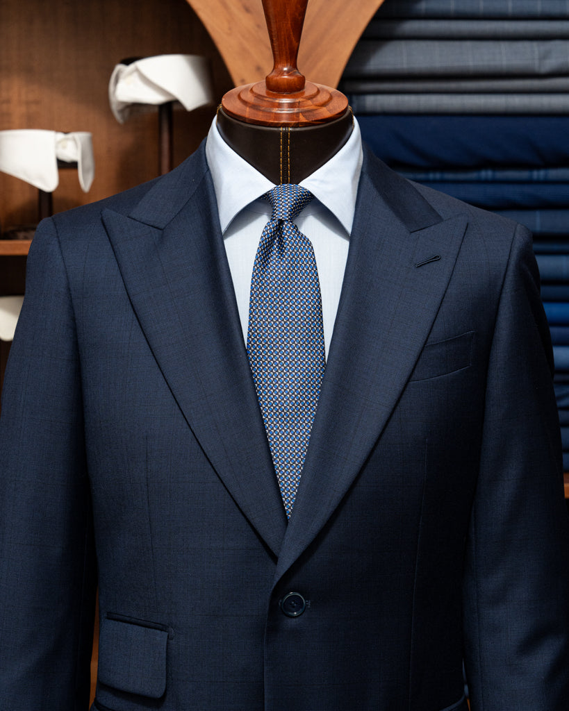 Bernini Glencheck Blue Suit with Checked Texture