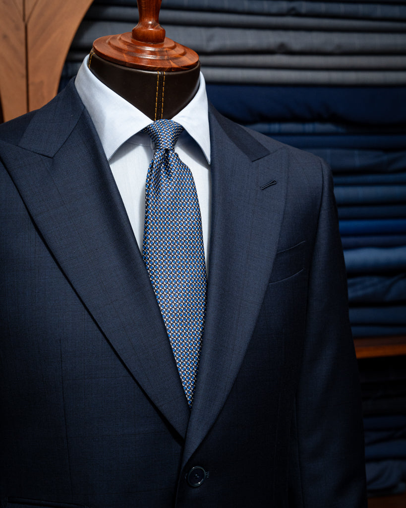 Bernini Glencheck Blue Suit with Checked Texture