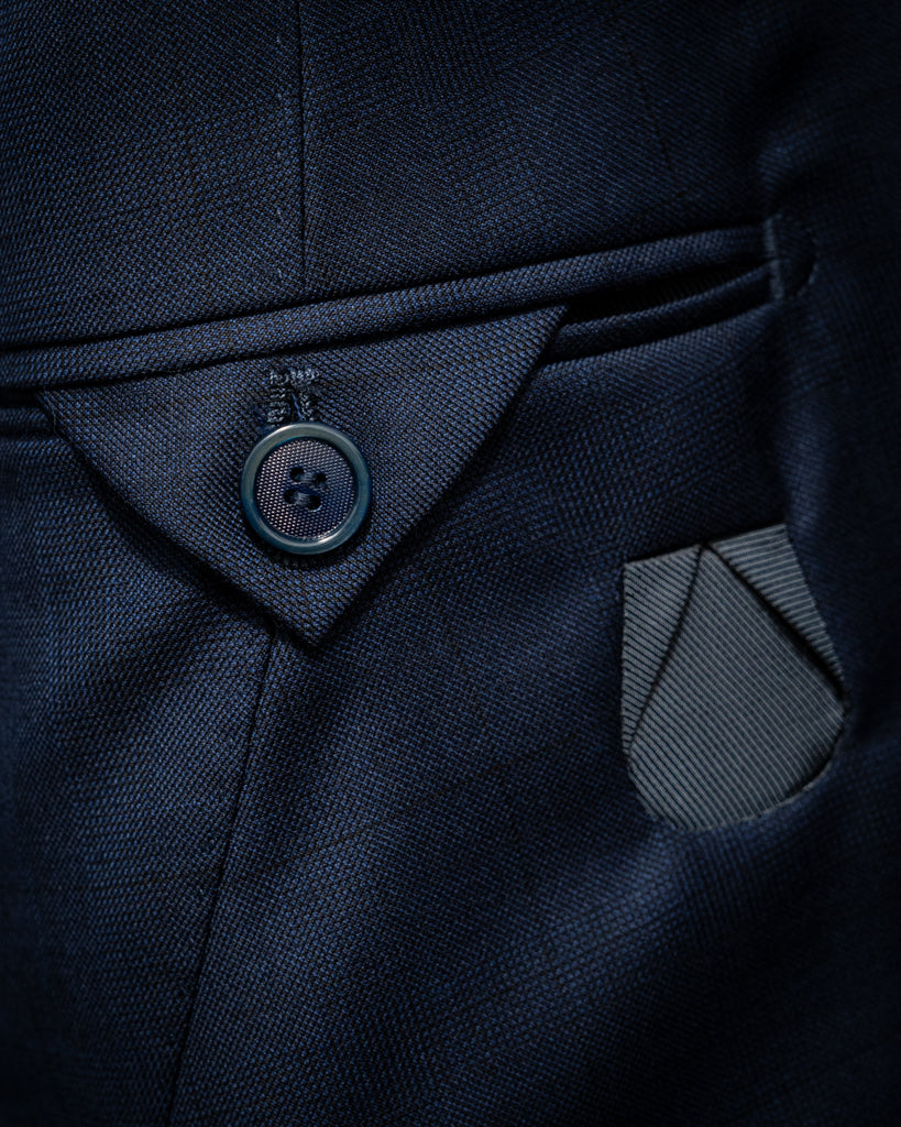 Bernini Glencheck Blue Suit with Checked Texture