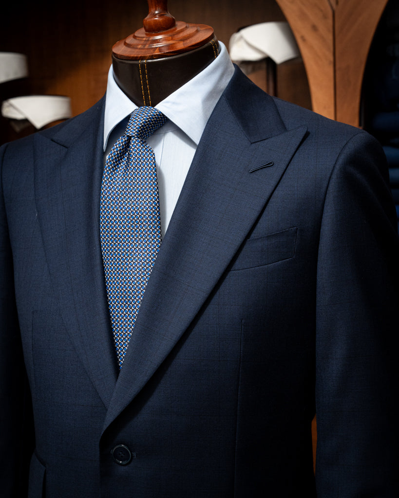 Bernini Glencheck Blue Suit with Checked Texture