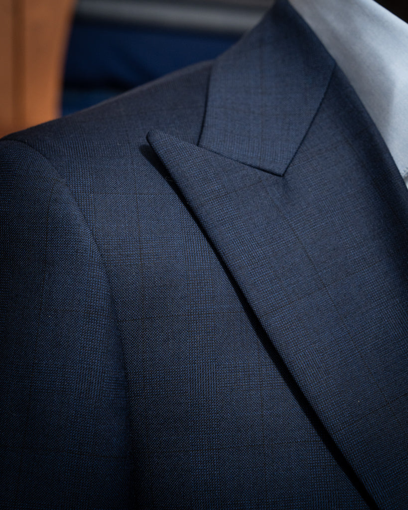 Bernini Blue Suit with Checked Texture