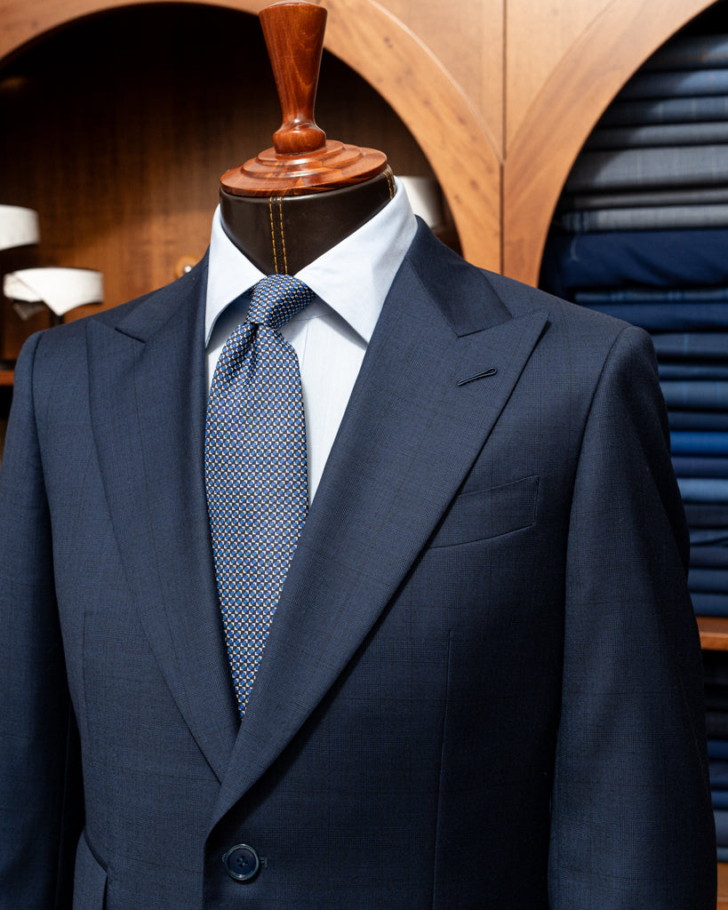 Bernini Blue Suit with Checked Texture