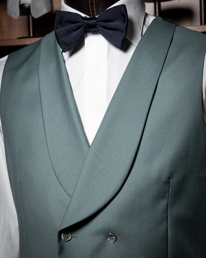 Abito Bernini Blu Dalsarto con Gilet Verde Salvia