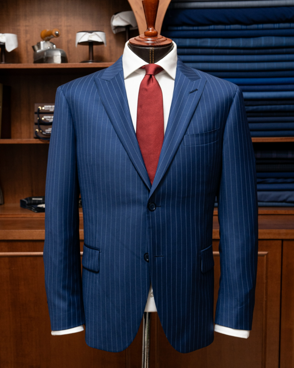 Bernini Navy Blue Pinstripe Suit