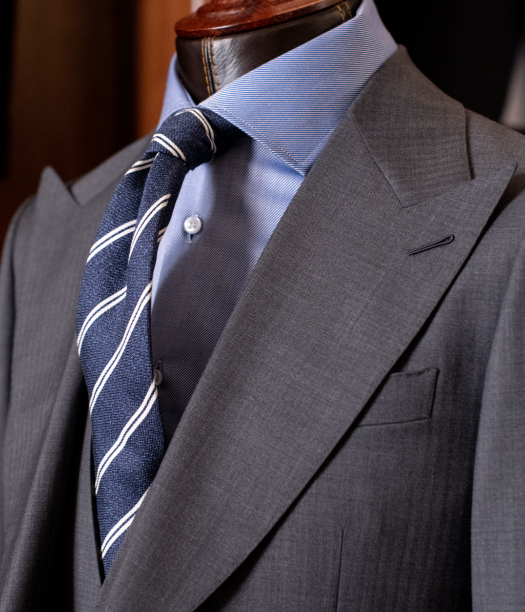 Bernini Light Grey Herringbone Suit with Vest