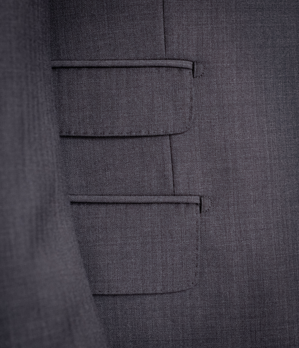 Bernini Light Grey Herringbone Suit with Vest