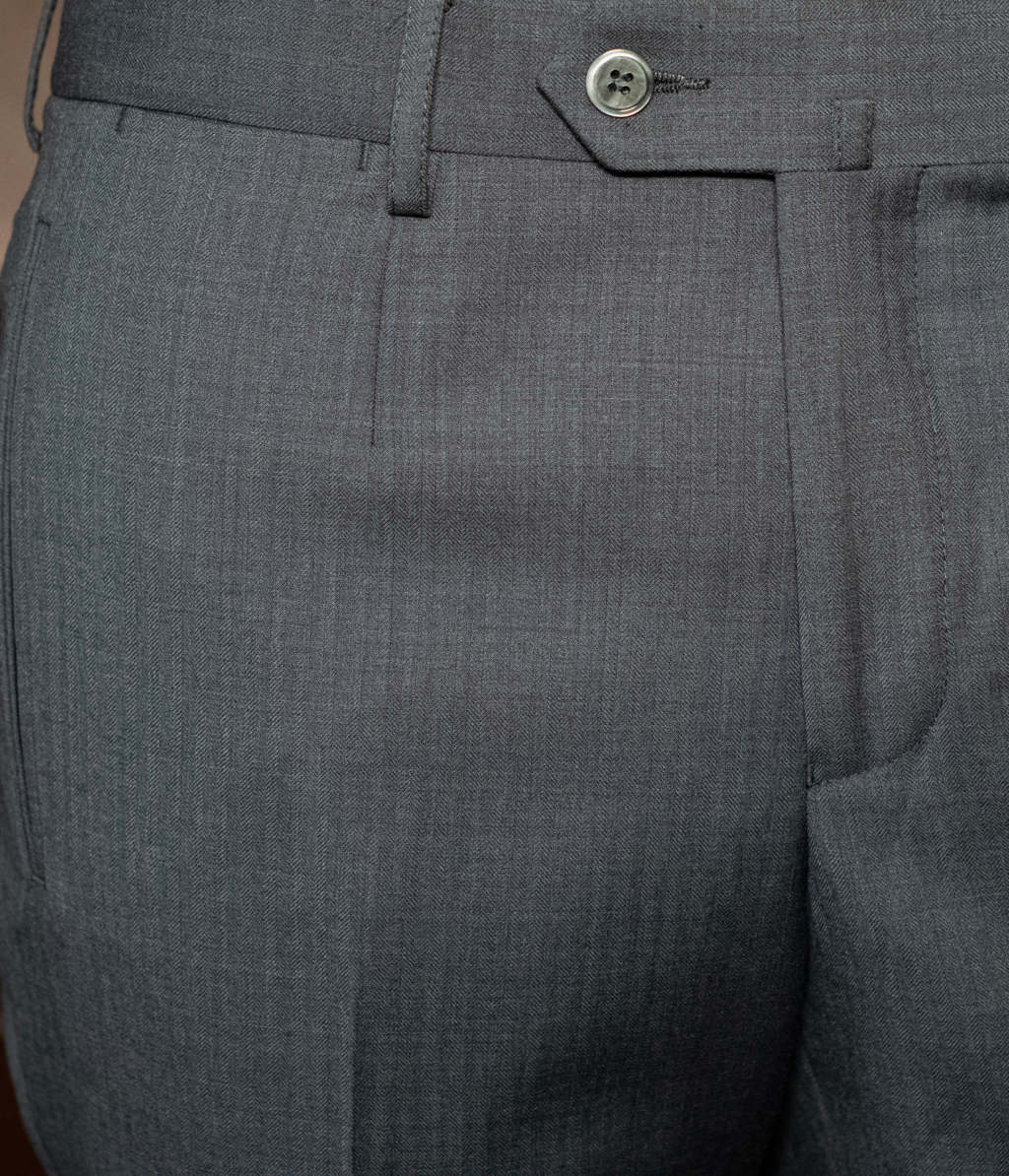 Bernini Light Grey Herringbone Suit with Vest