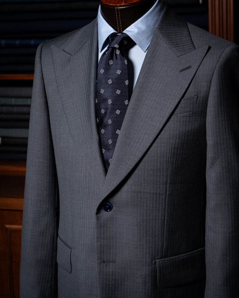 Bernini Herringbone Light Gray Suit