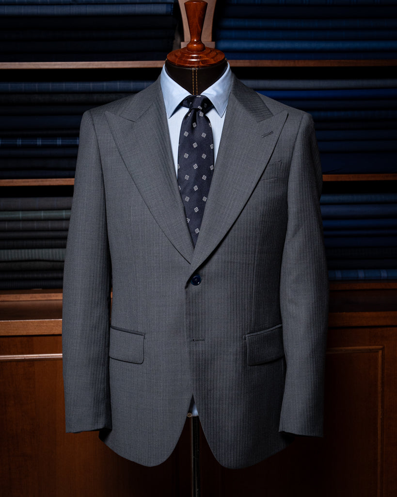 Bernini Herringbone Light Gray Suit