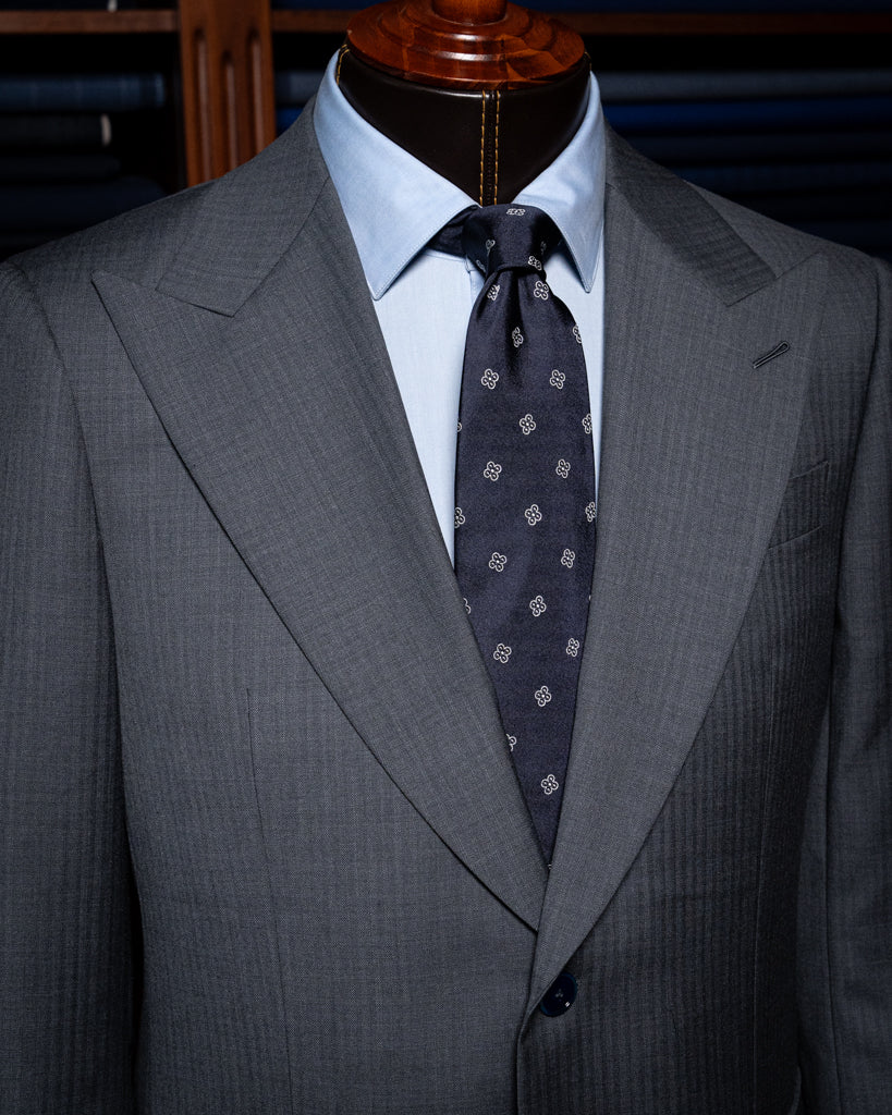 Bernini Herringbone Light Gray Suit