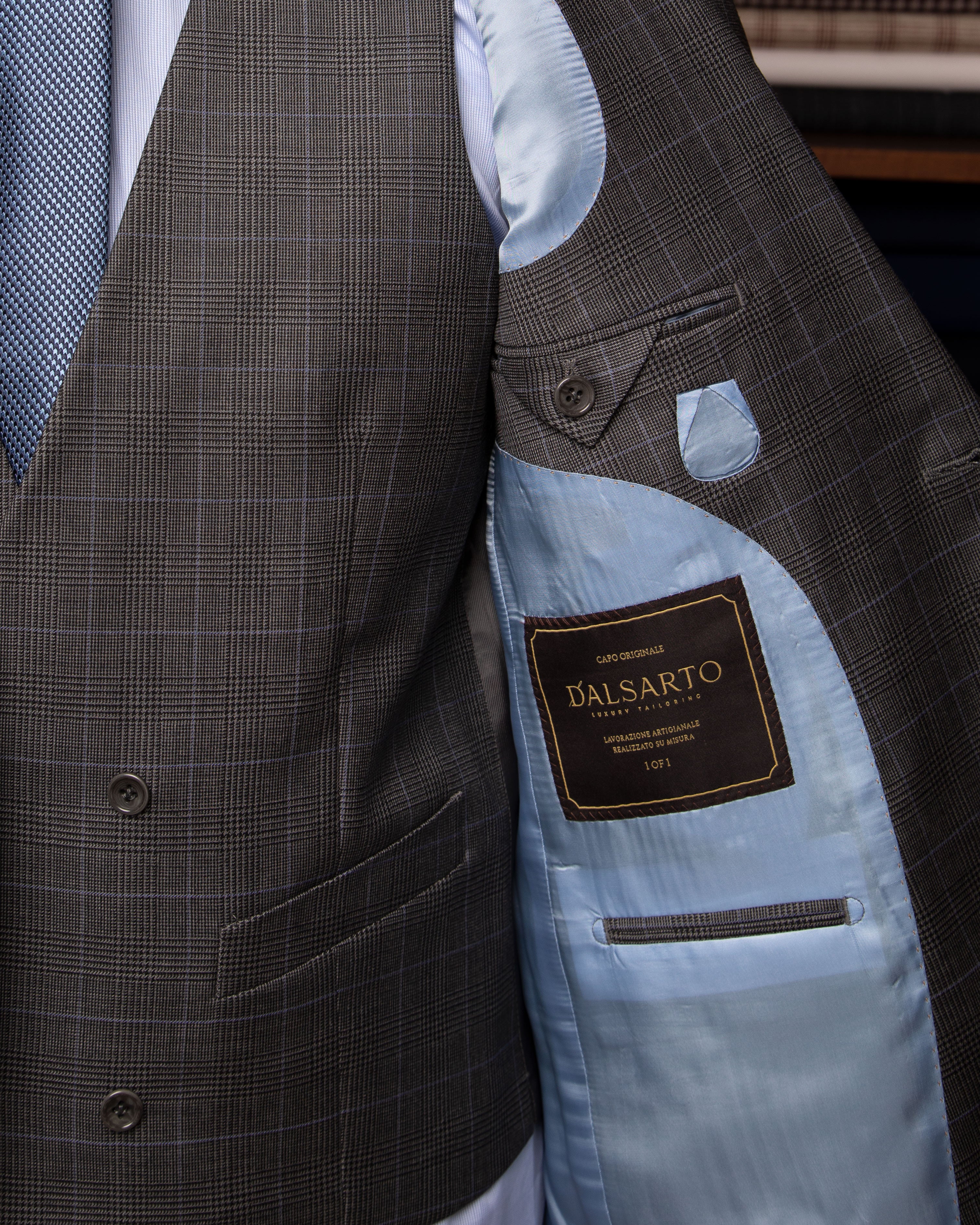 Abito Bernini Micro Check Fumo di Londra con Gilet