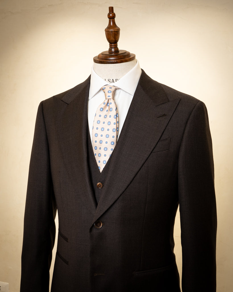 Bernini Brown Pied de Poule Suit with Vest