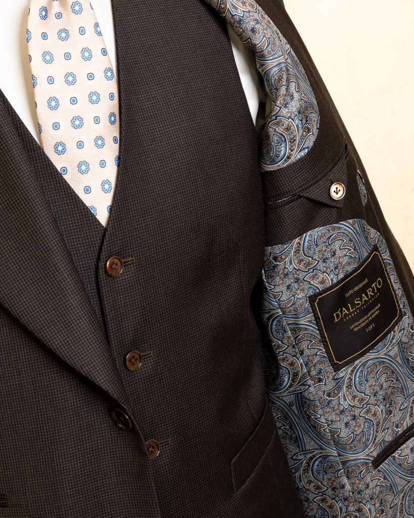 Bernini Houndstooth Cocoa Suit with Vest