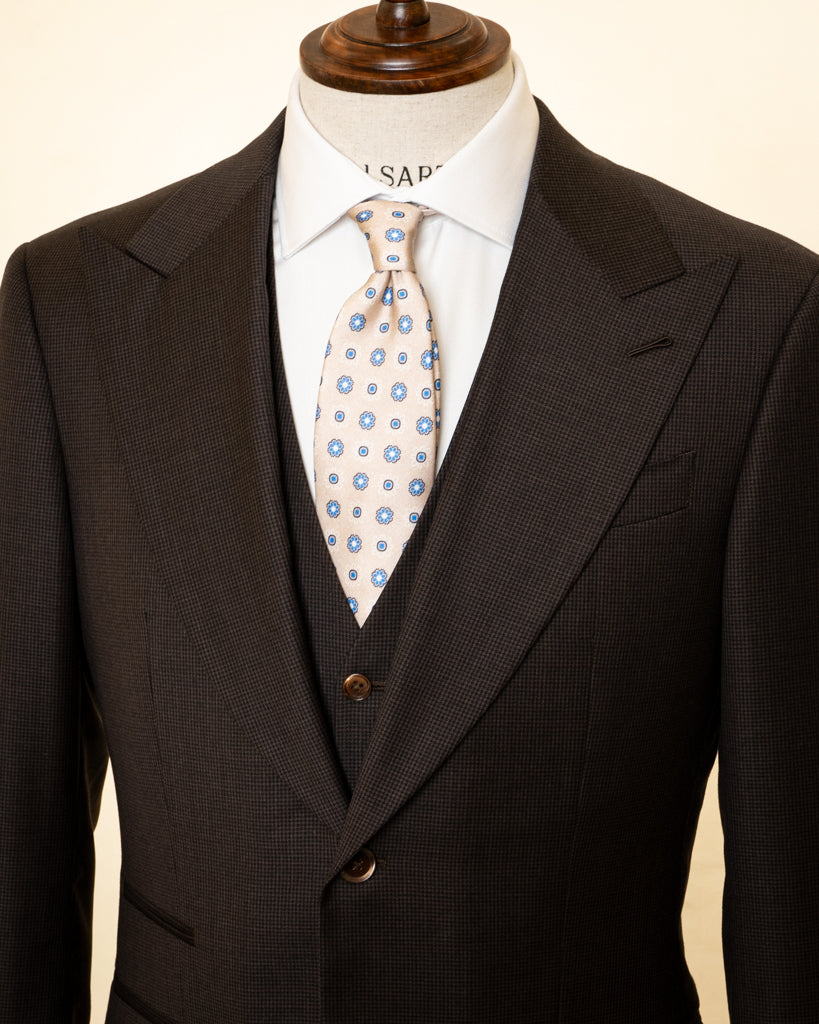 Bernini Houndstooth Cocoa Suit with Vest