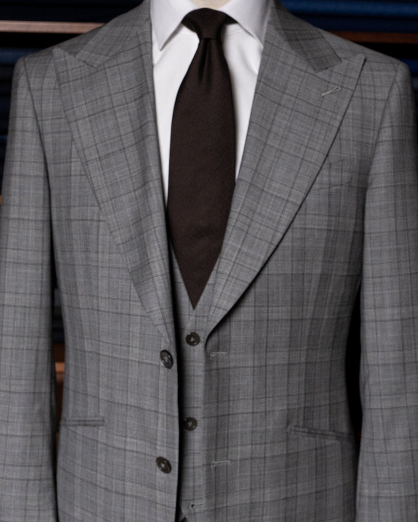 Abito Bernini Principe di Galles Grigio Chiaro con Gilet