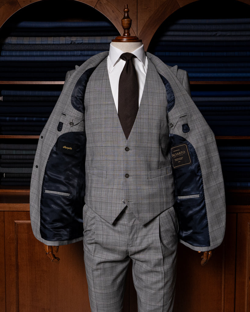 Abito Bernini Principe di Galles Grigio Chiaro con Gilet