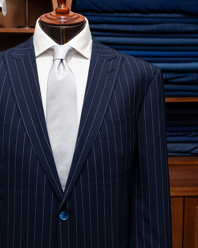 Bernini Unlined Blue Pinstripe Suit