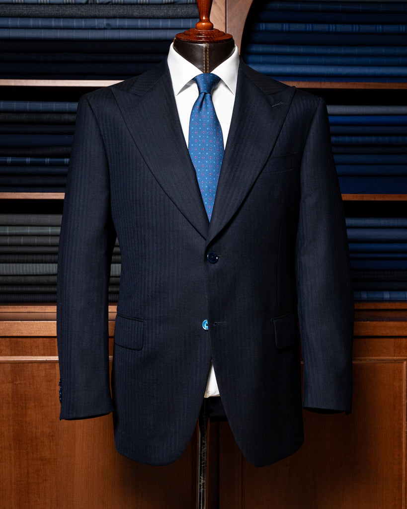 Bernini  Herringbone Navy Blue Suit