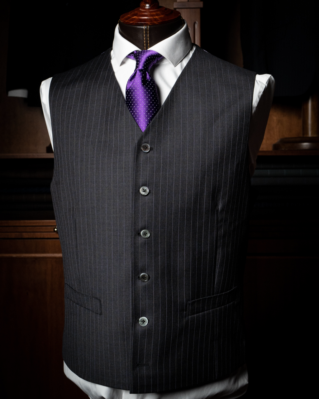 Abito Canova Gessato Grigio con Gilet