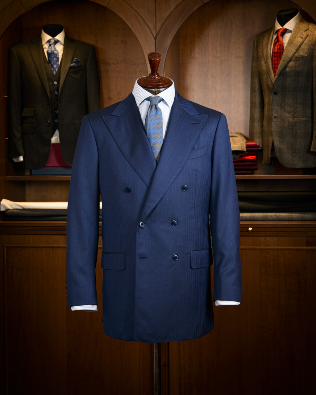 Grinta 3-Piece Royal Blue Herringbone Suit