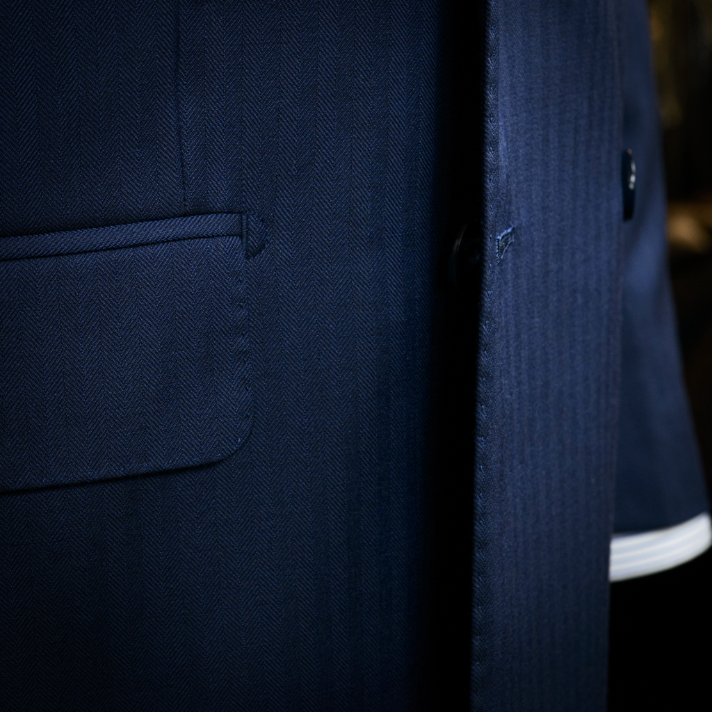 Grinta 3-Piece Royal Blue Herringbone Suit