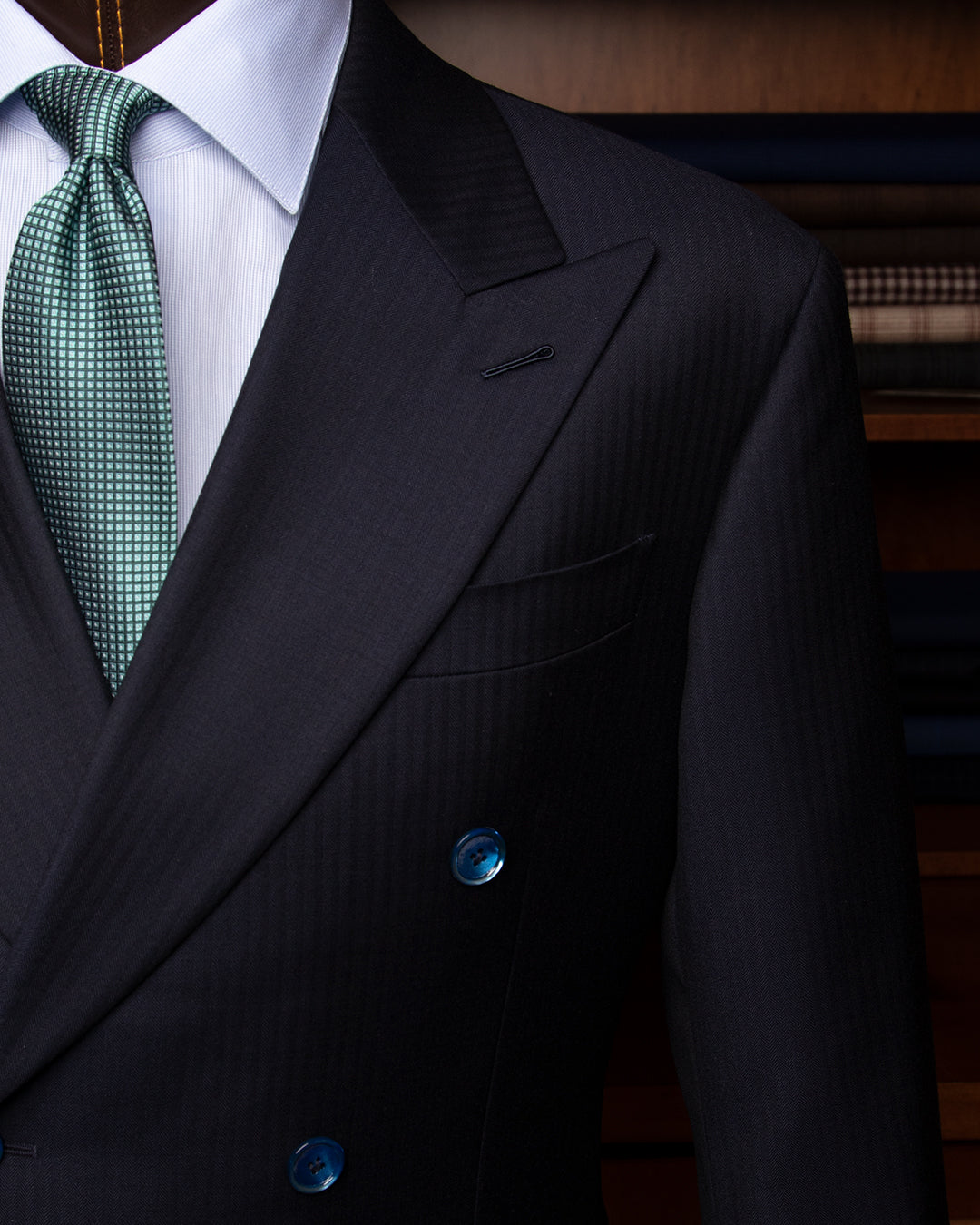 Abito Canova Doppiopetto Blu Scuro Spinato