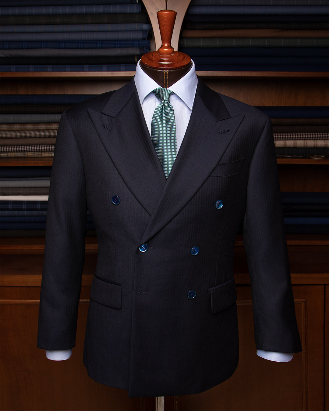 Abito Canova Doppiopetto Blu Scuro Spinato