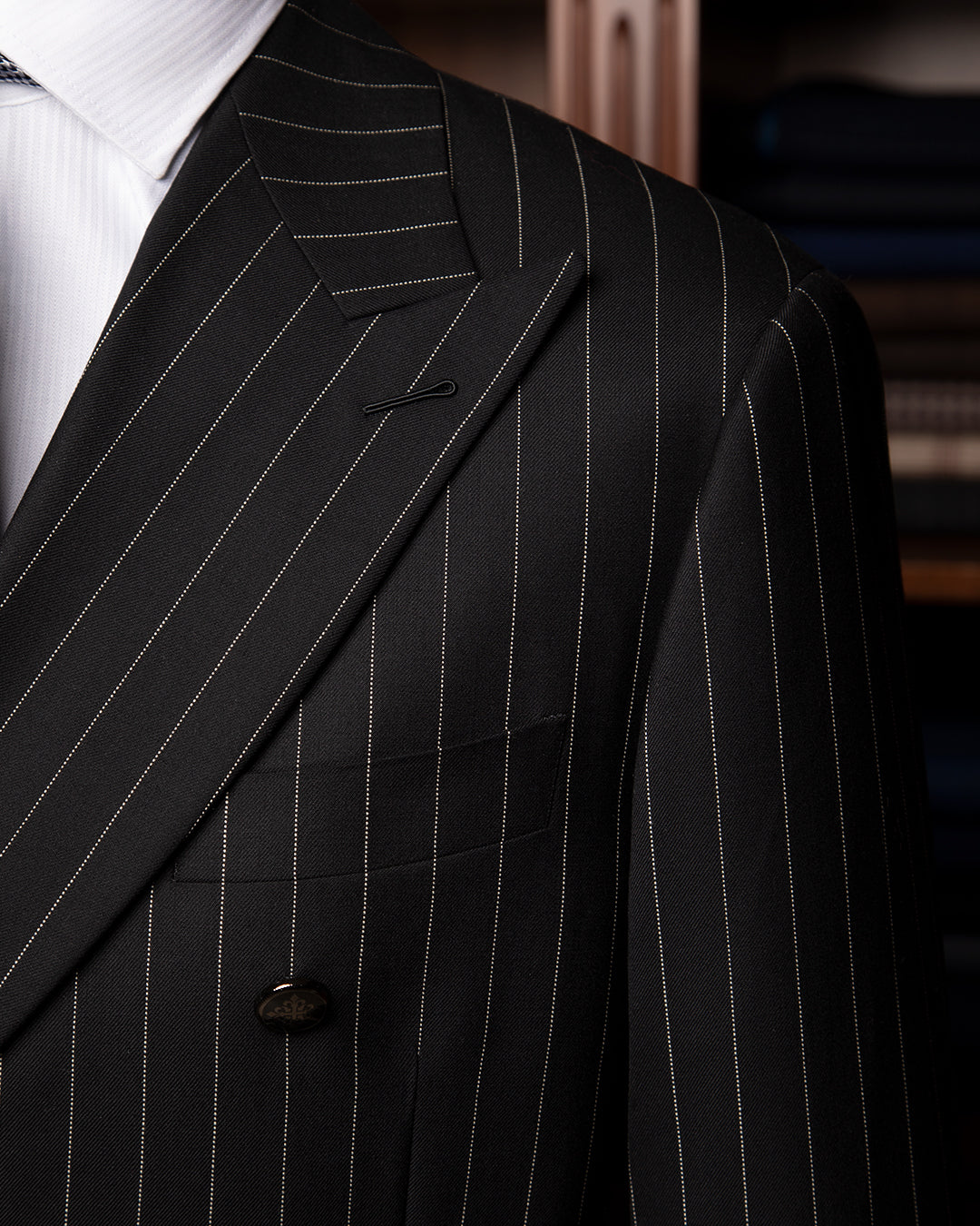 Canova Black Pinstripe Suit