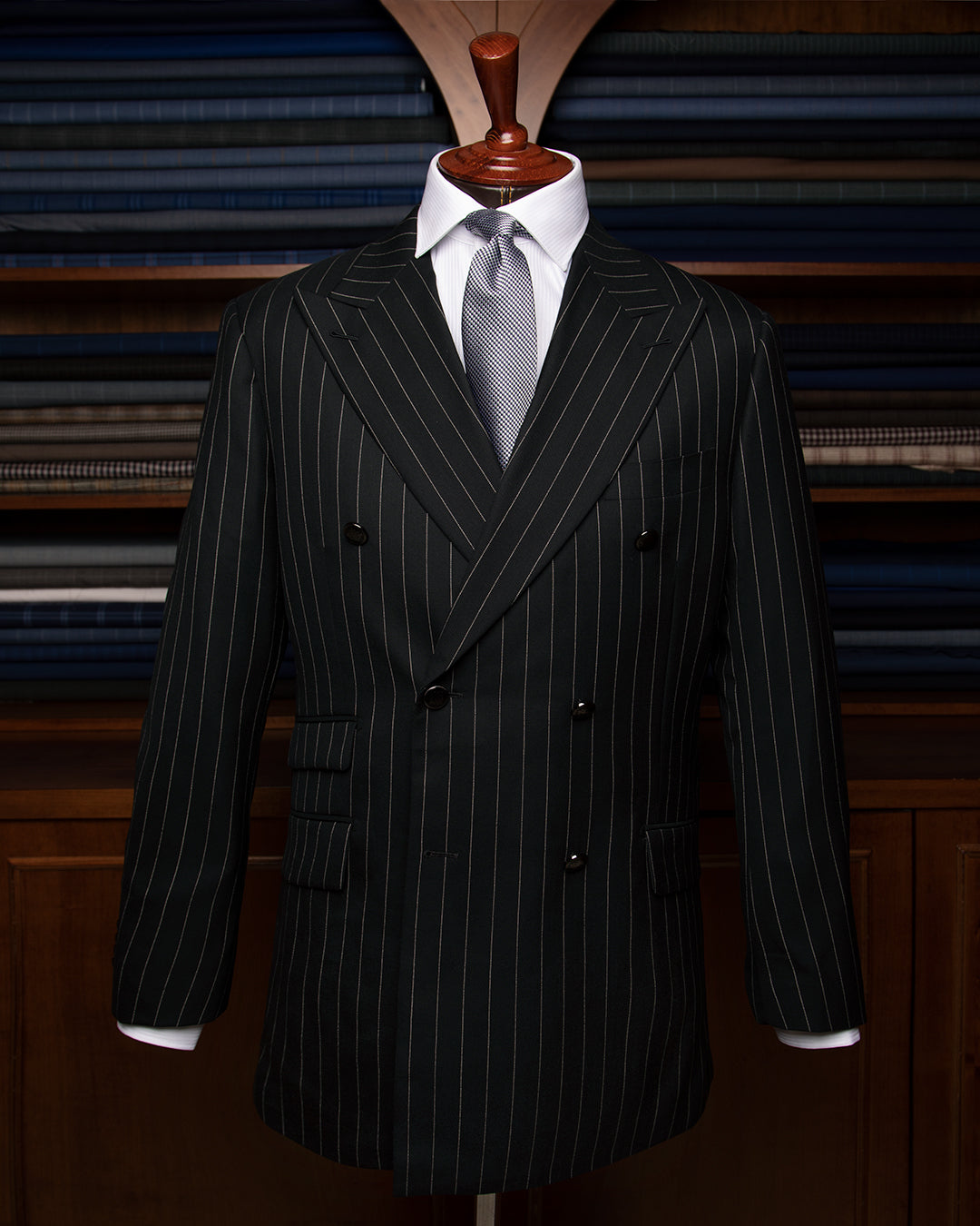 Canova Black Pinstripe Suit