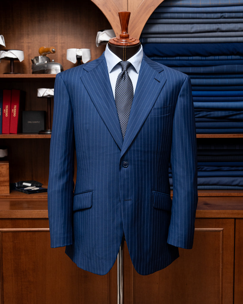 Abito Giotto Gessato Navy Blue con Gilet