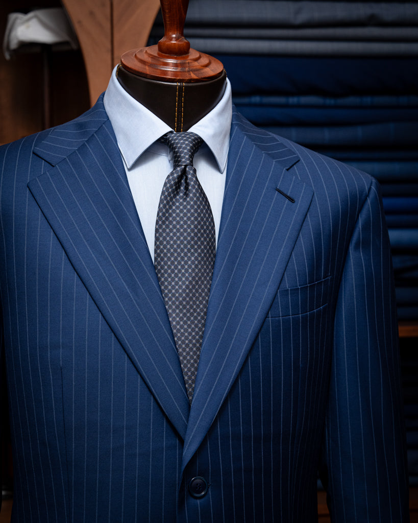 Abito Giotto Gessato Navy Blue con Gilet