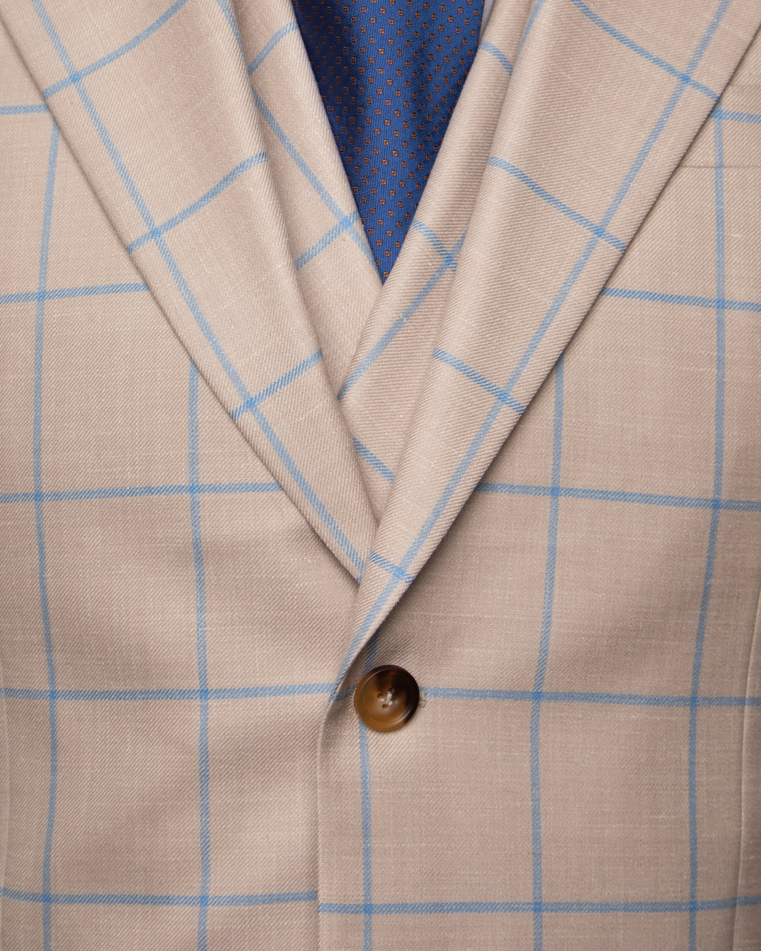 Beige Giotto Suit with Checked Vest