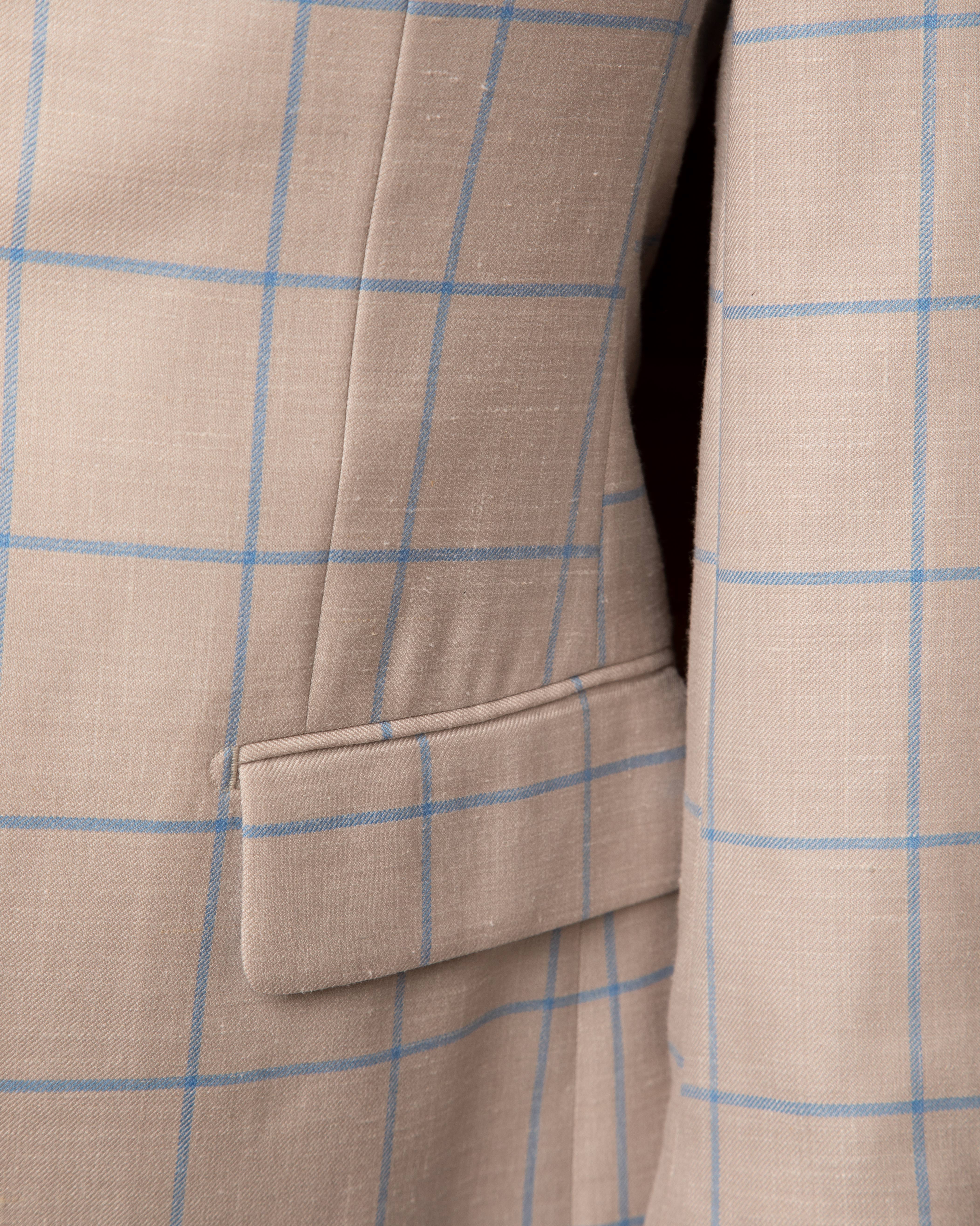 Beige Giotto Suit with Checked Vest