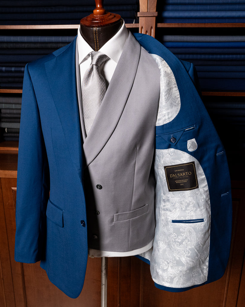 Giotto Blue Avio suit with Vest