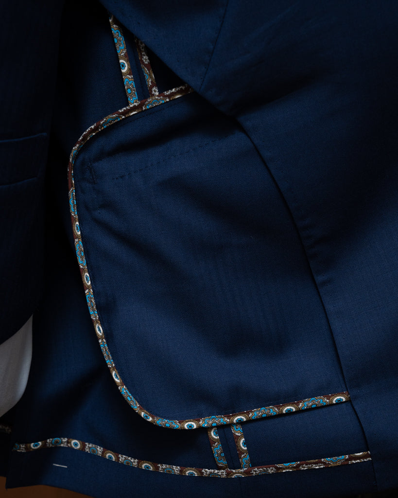 Abito Giotto Blu Chiaro Spinato con Gilet