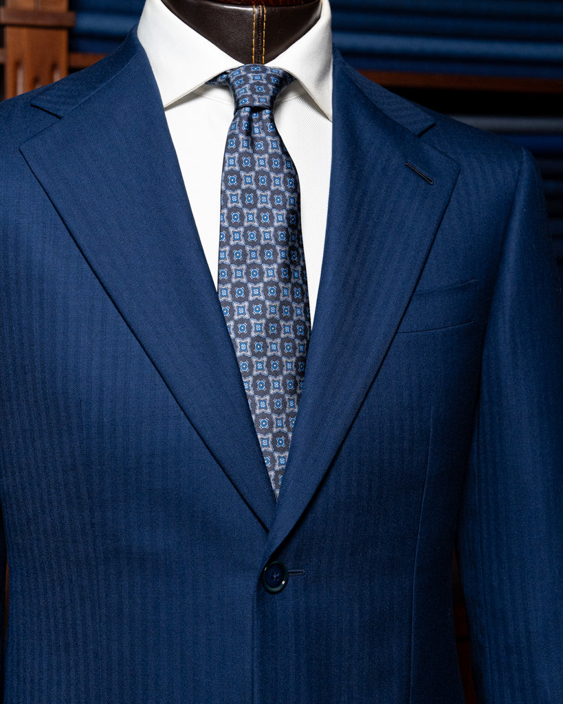 Giotto Light Blue Herringbone Suit