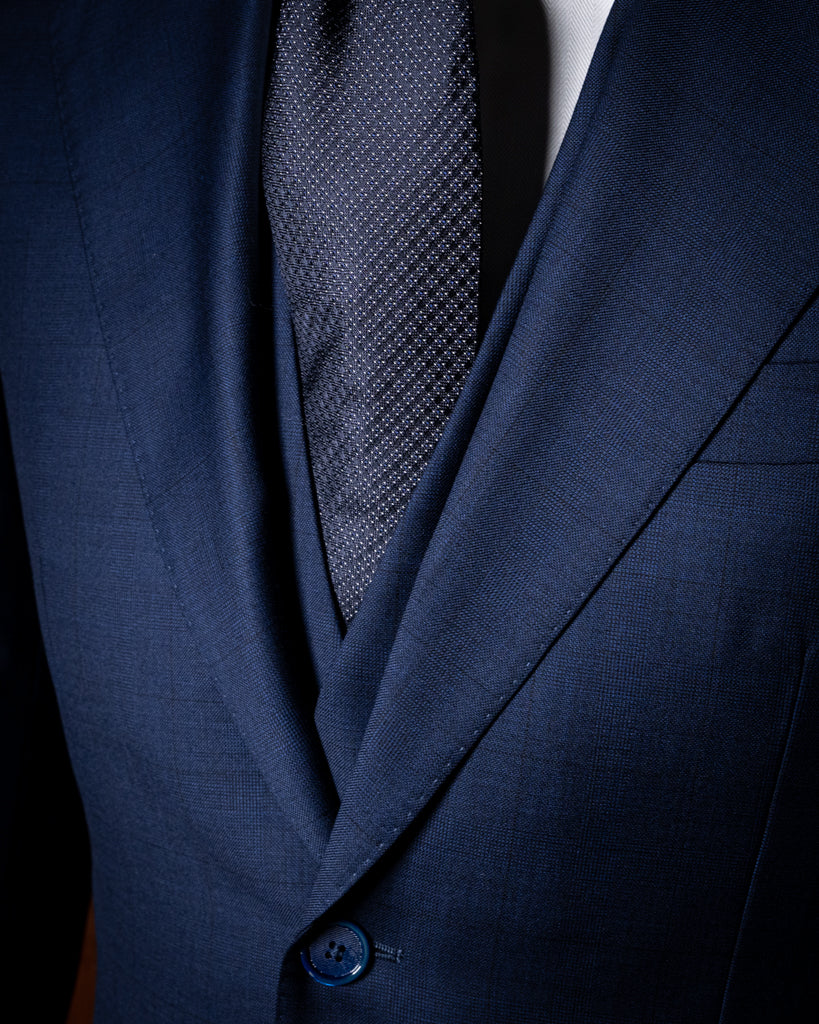 Giotto Blue Glencheck Suit with Vest