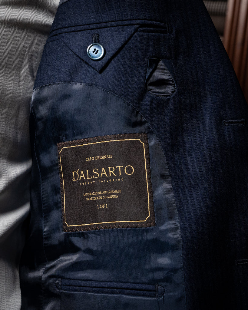 Giotto Peacock Blue Herringbone Tone on Tone Suit