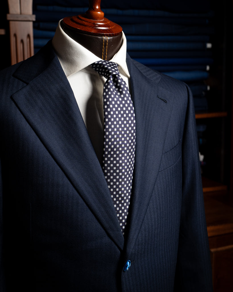Giotto Dark Blue Herringbone Suit