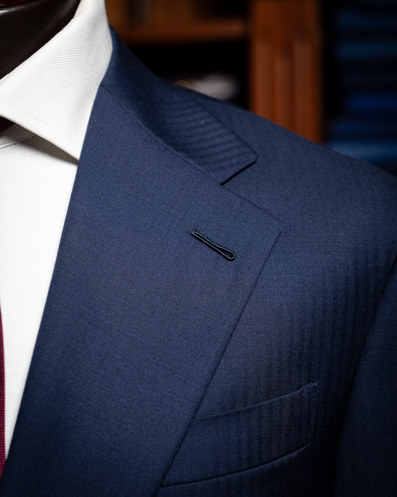 Giotto Herringbone Blue Suit