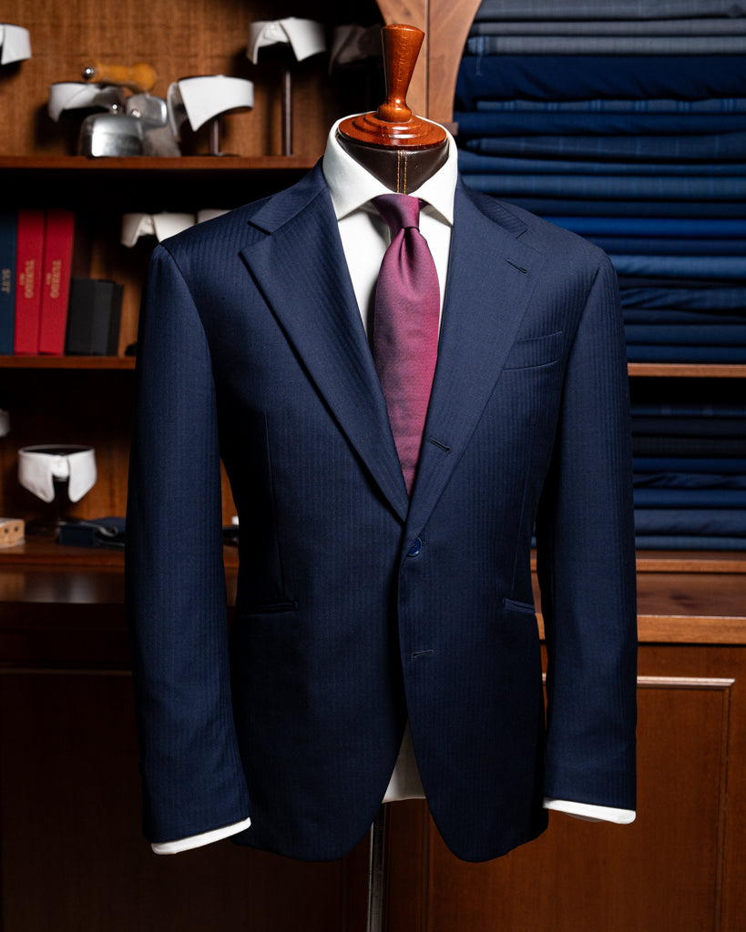 Giotto Herringbone Blue Suit