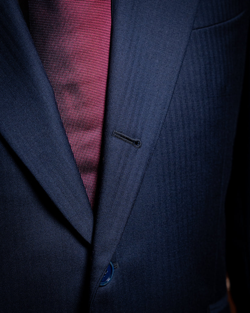 Giotto Herringbone Blue Suit