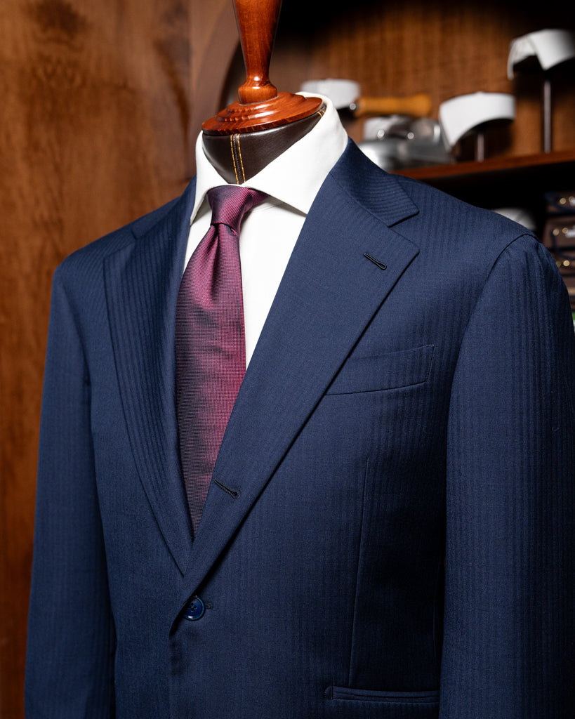 Giotto Herringbone Blue Suit