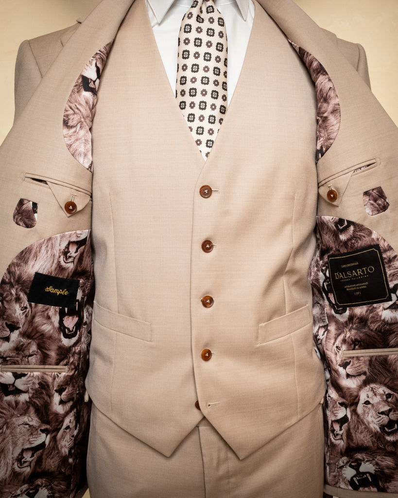 Giotto Beige Biscuit suit with Vest