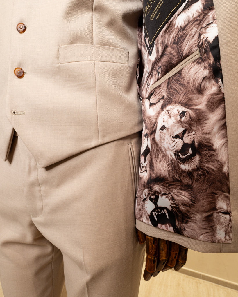 Giotto Beige Biscuit suit with Vest