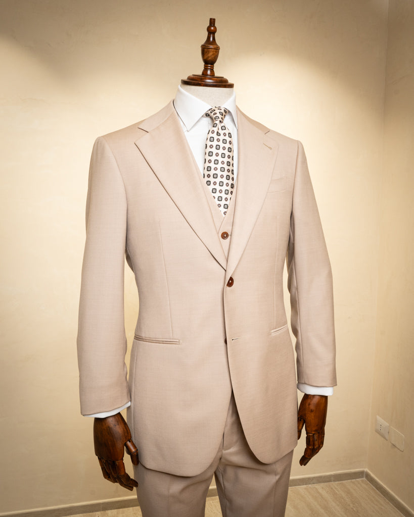 Giotto Beige Biscuit suit with Vest